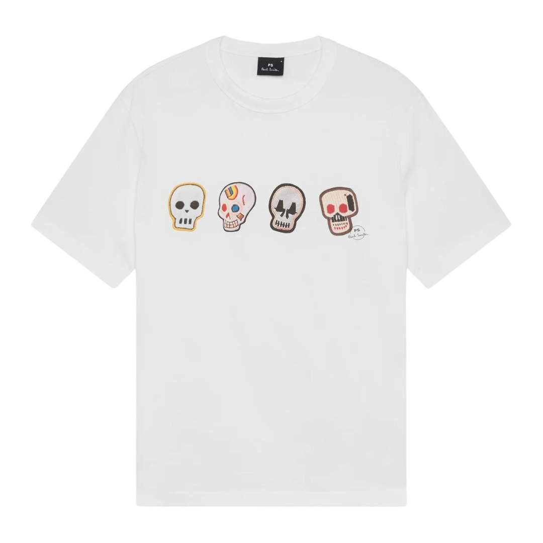 T-shirt Paul Smith Skulls de couleur blanc cassé