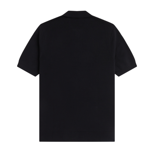 Fred Perry Panel Detail Knitted Polo Shirt in Black