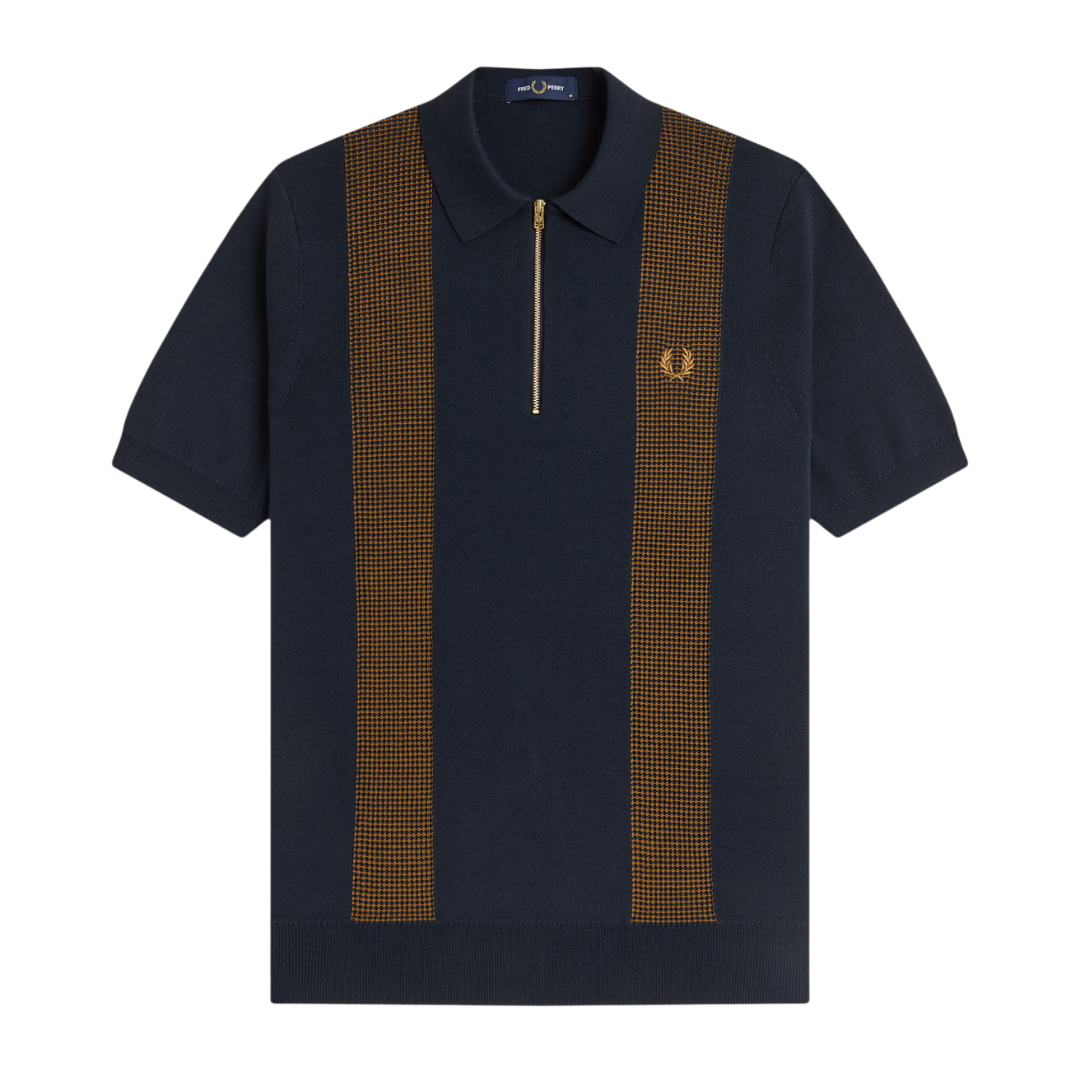 Polo en maille Fred Perry à détails empiècements Marine