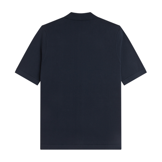 Fred Perry Argyle Button Through Knitted Shirt in Navy