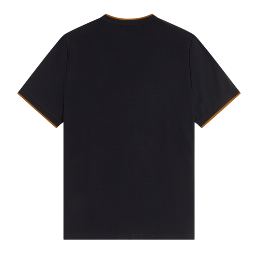 Fred Perry Trim Detail Crepe Pique T-Shirt in Black