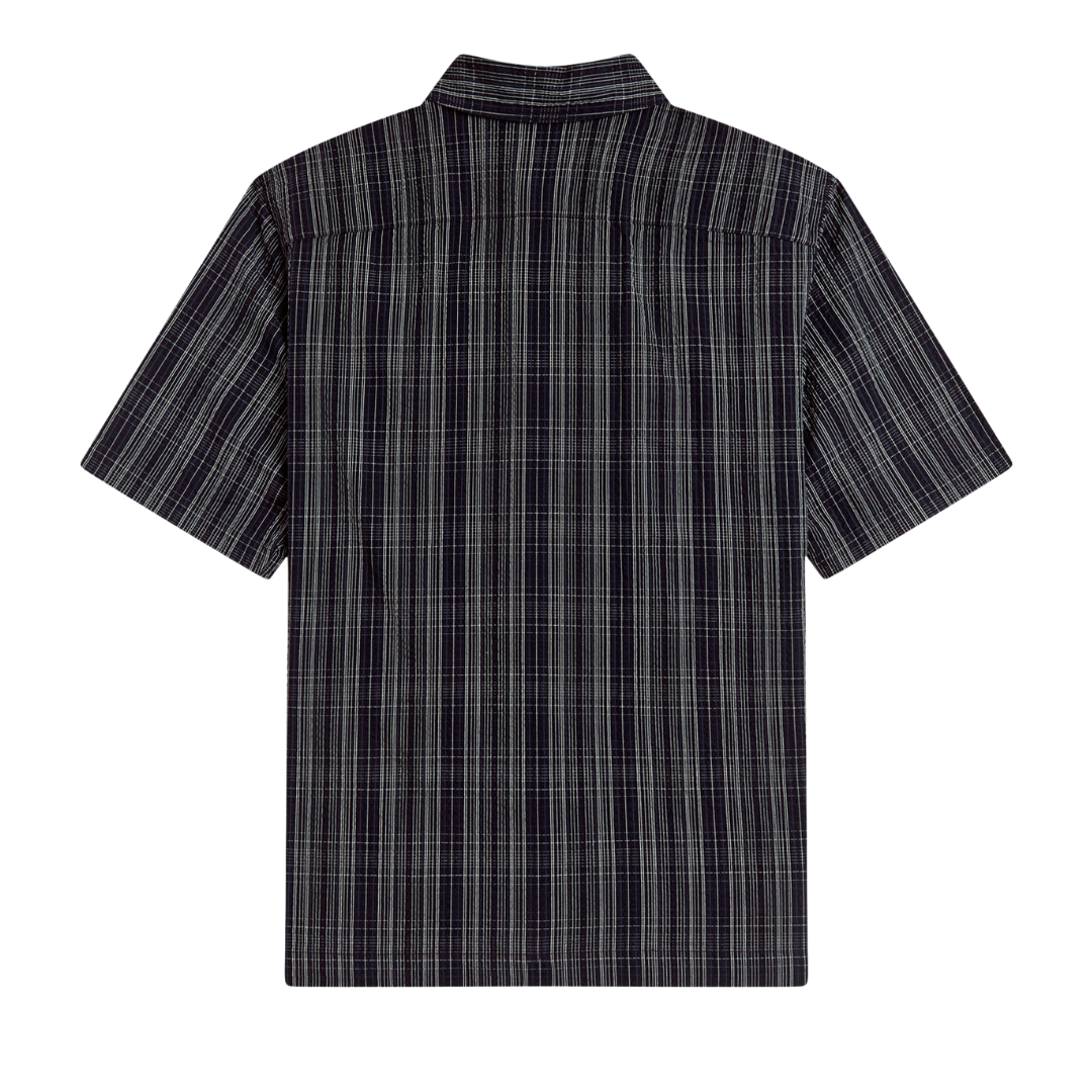 Chemise Fred Perry à manches courtes en seersucker bleu marine