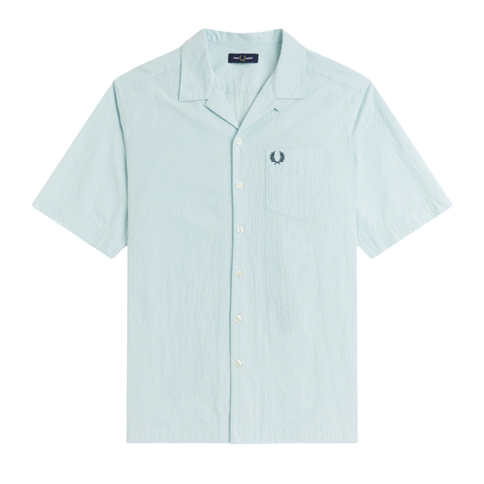 Fred Perry Seersucker Revere Collar Shirt in Light Ice