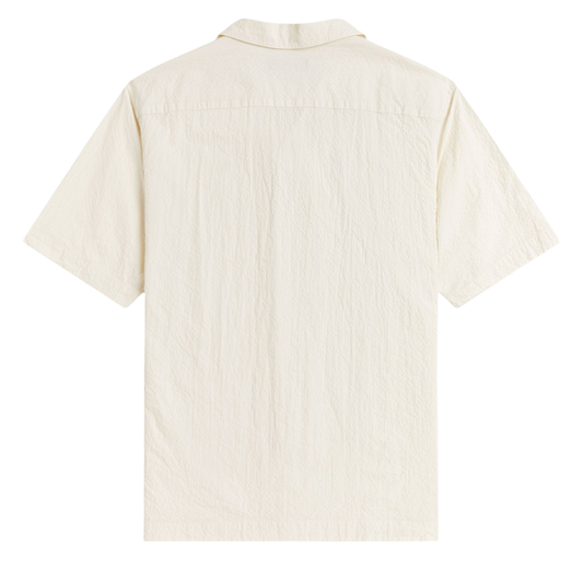 Fred Perry Seersucker Revere Collar Shirt in Ecru