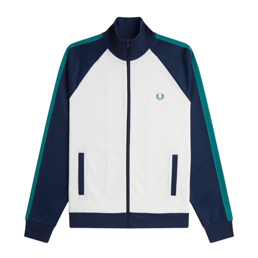 Fred Perry Contrast Sleeve Track Jacket in Snow White
