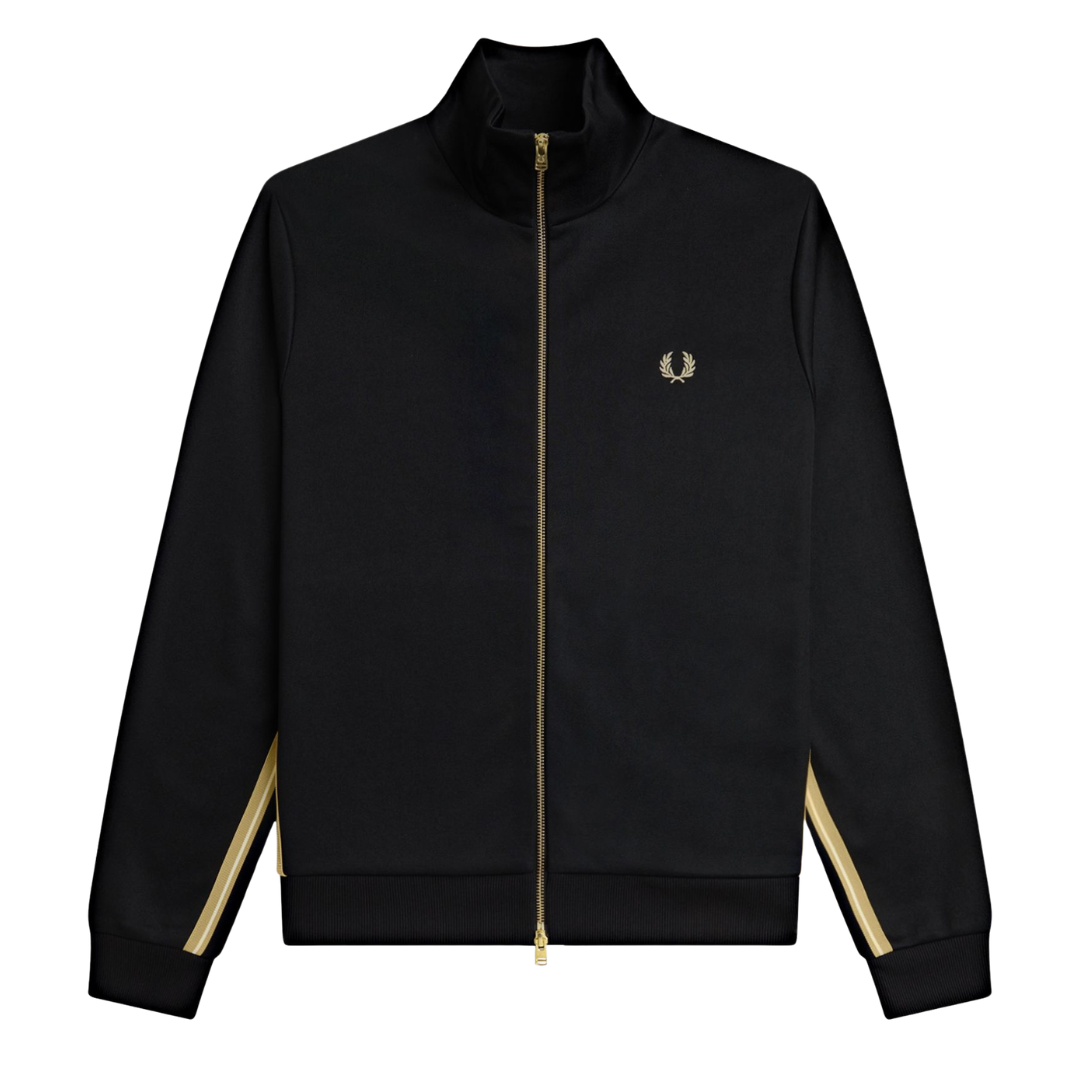 Fred Perry Stripe Tape Track Jacket in Black