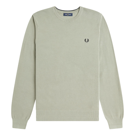 Fred Perry Pique Stitch Jumper in Seagrass