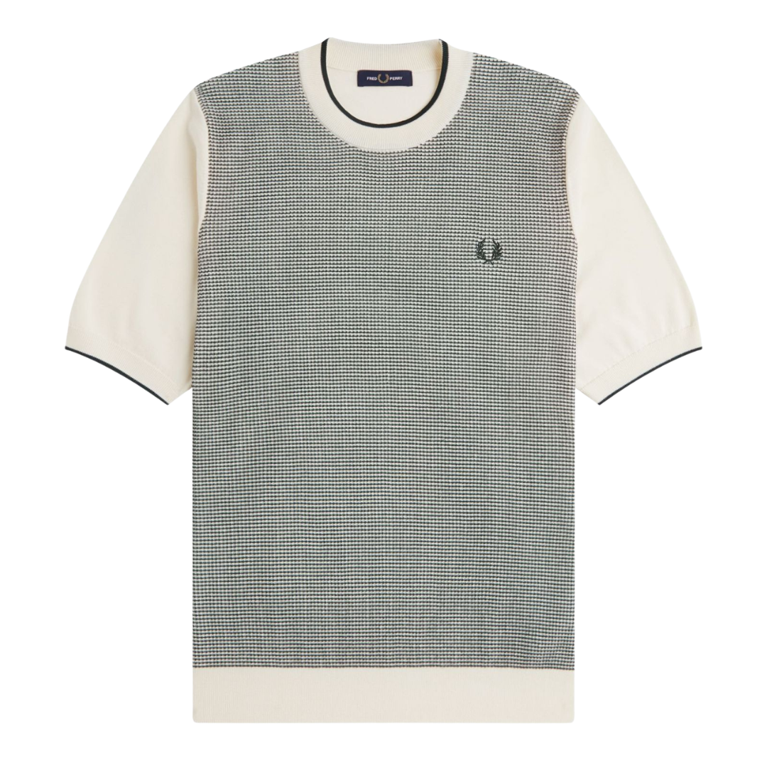 T-shirt en maille gaufrée Fred Perry Tonic écru