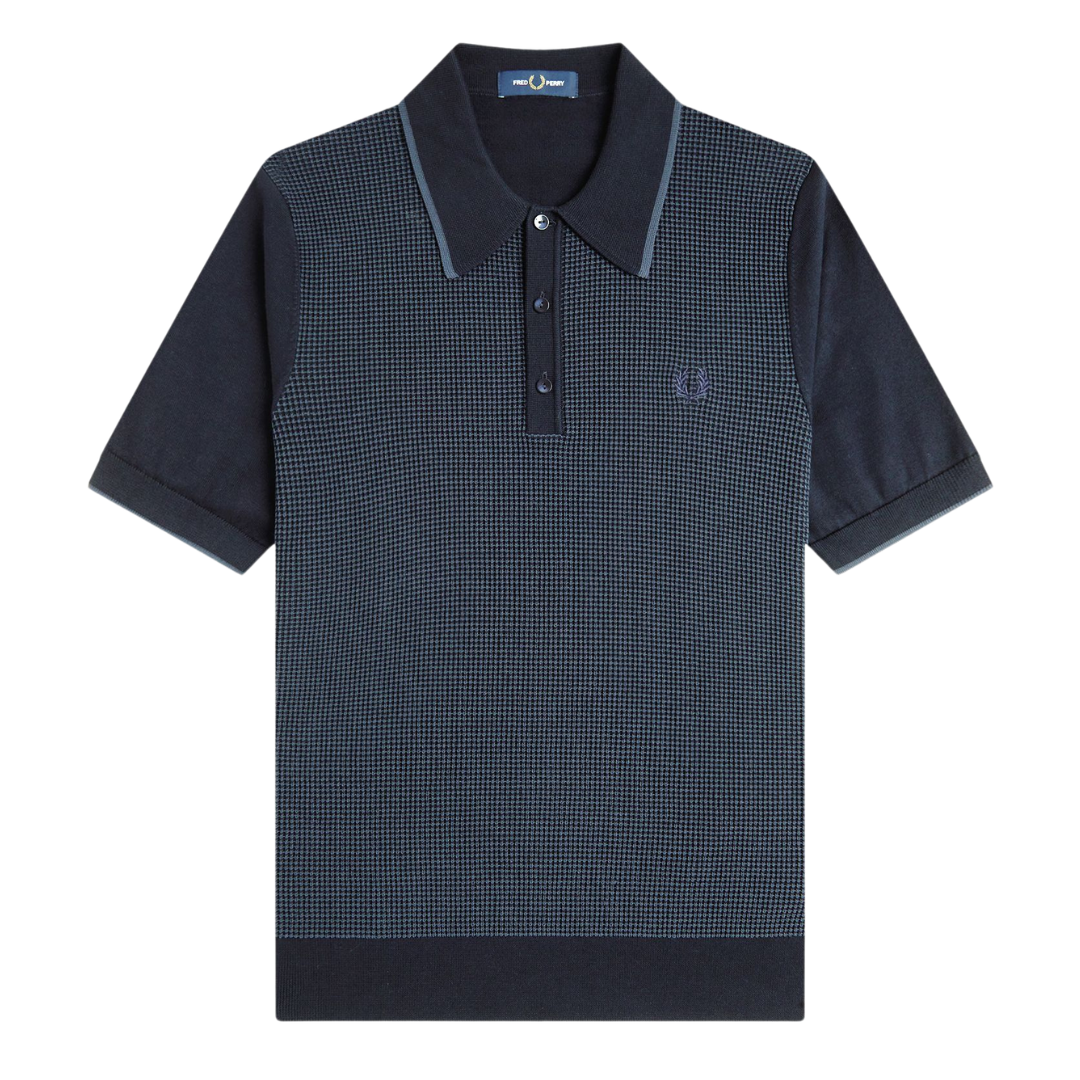 Chemise Fred Perry Tonic Waffle en maille, coloris bleu marine