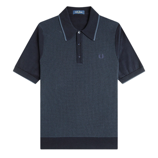 Fred Perry Tonic Waffle Knitted Shirt in Navy