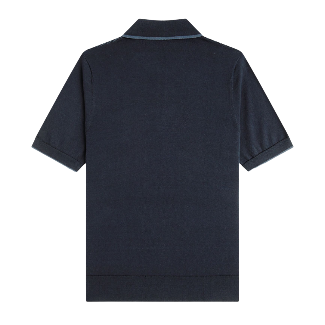 Chemise Fred Perry Tonic Waffle en maille, coloris bleu marine
