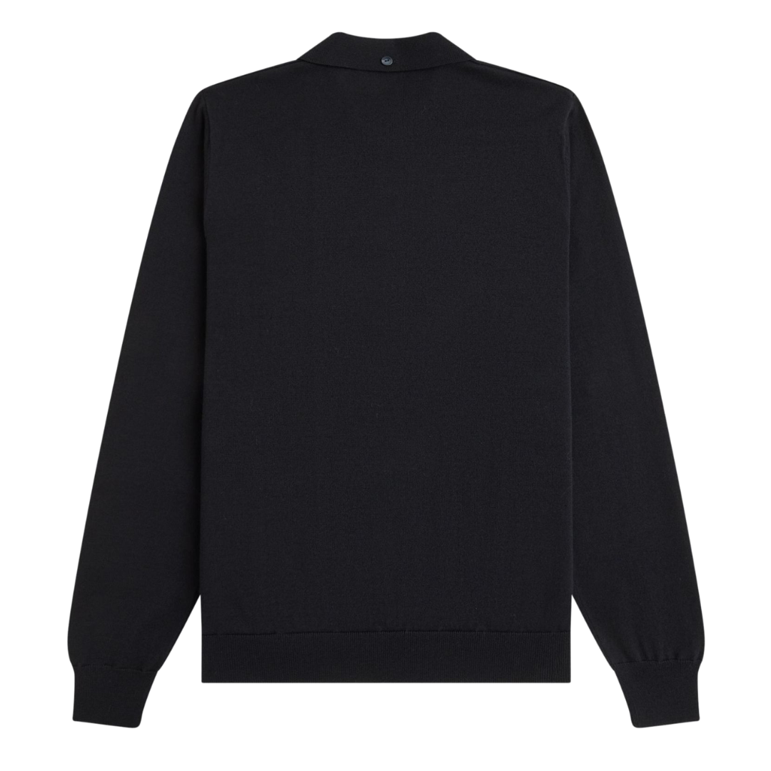 Fred Perry Cable Knitted Polo Top in Black