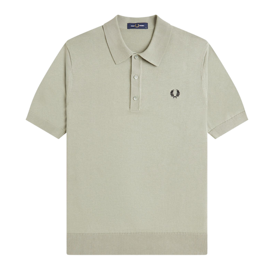 Fred Perry Cotton Knitted Shirt in Seagrass