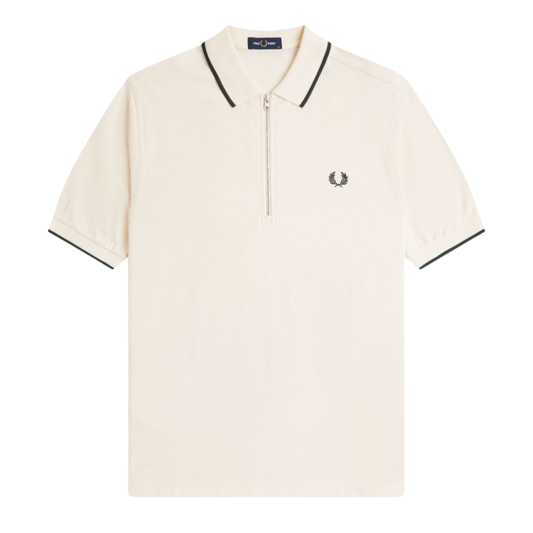 Fred Perry Crepe Pique Polo Shirt in Ecru