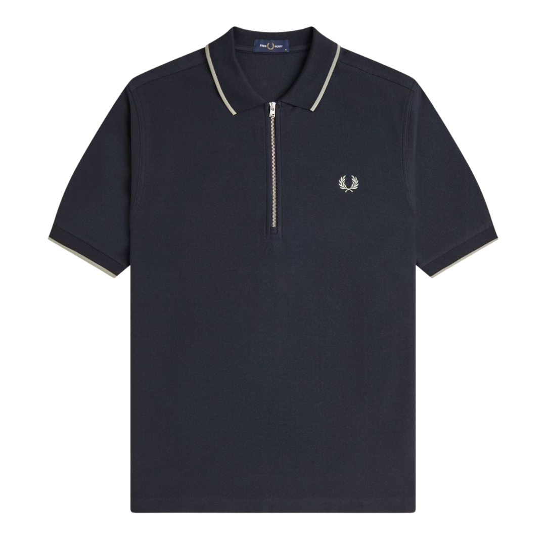 Polo Fred Perry en crêpe de piqué bleu marine