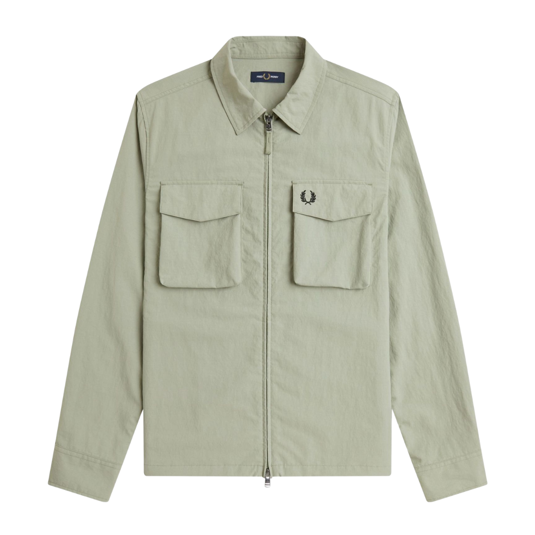 Surchemise Fred Perry Ripstop à poche couleur Seagrass