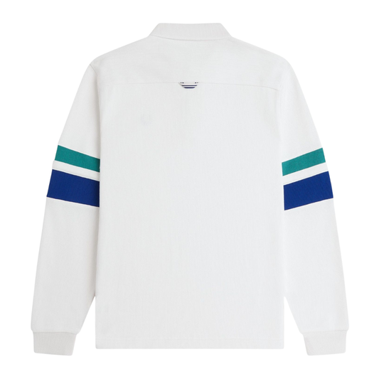 Fred Perry Tipped Sleeve Collared Sweatshirt in Snow White