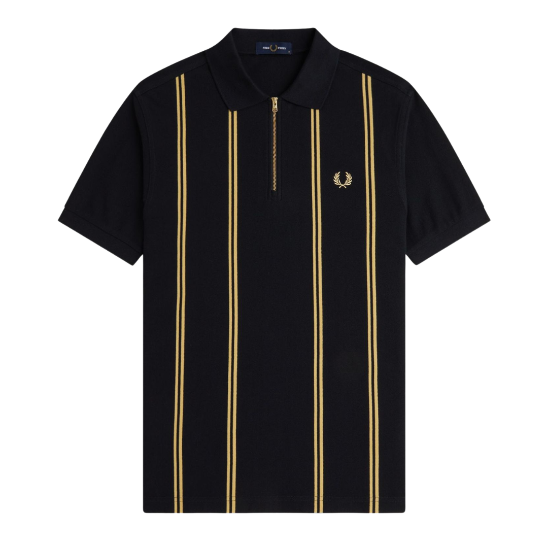 Fred Perry Vertical Stripe Polo Shirt in Black