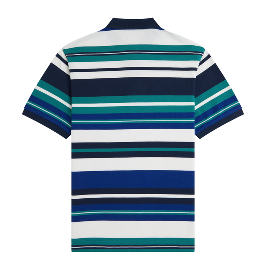 Fred Perry Striped Relaxed Polo Shirt in Deep Mint