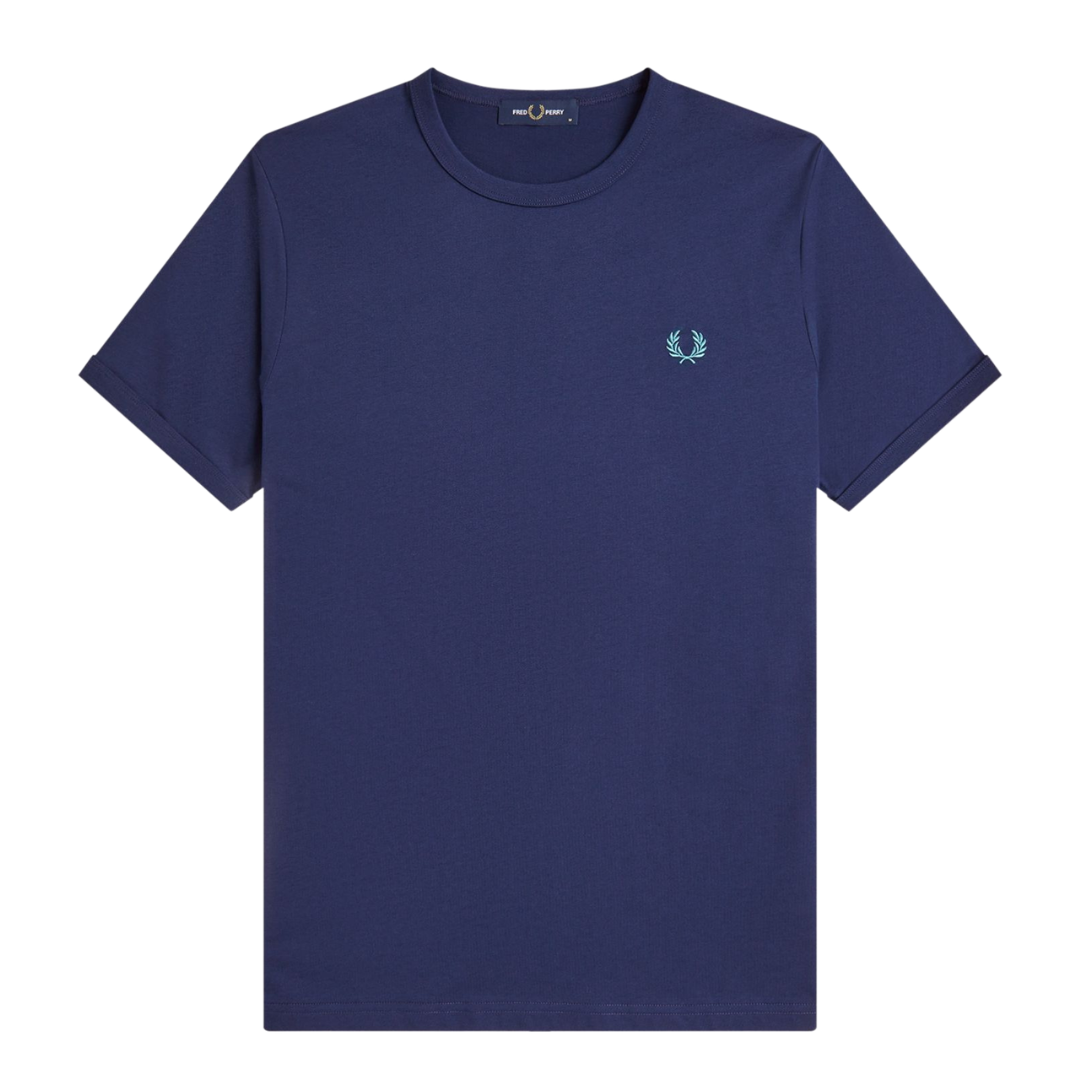 T-shirt col contrastant Fred Perry bleu tennis