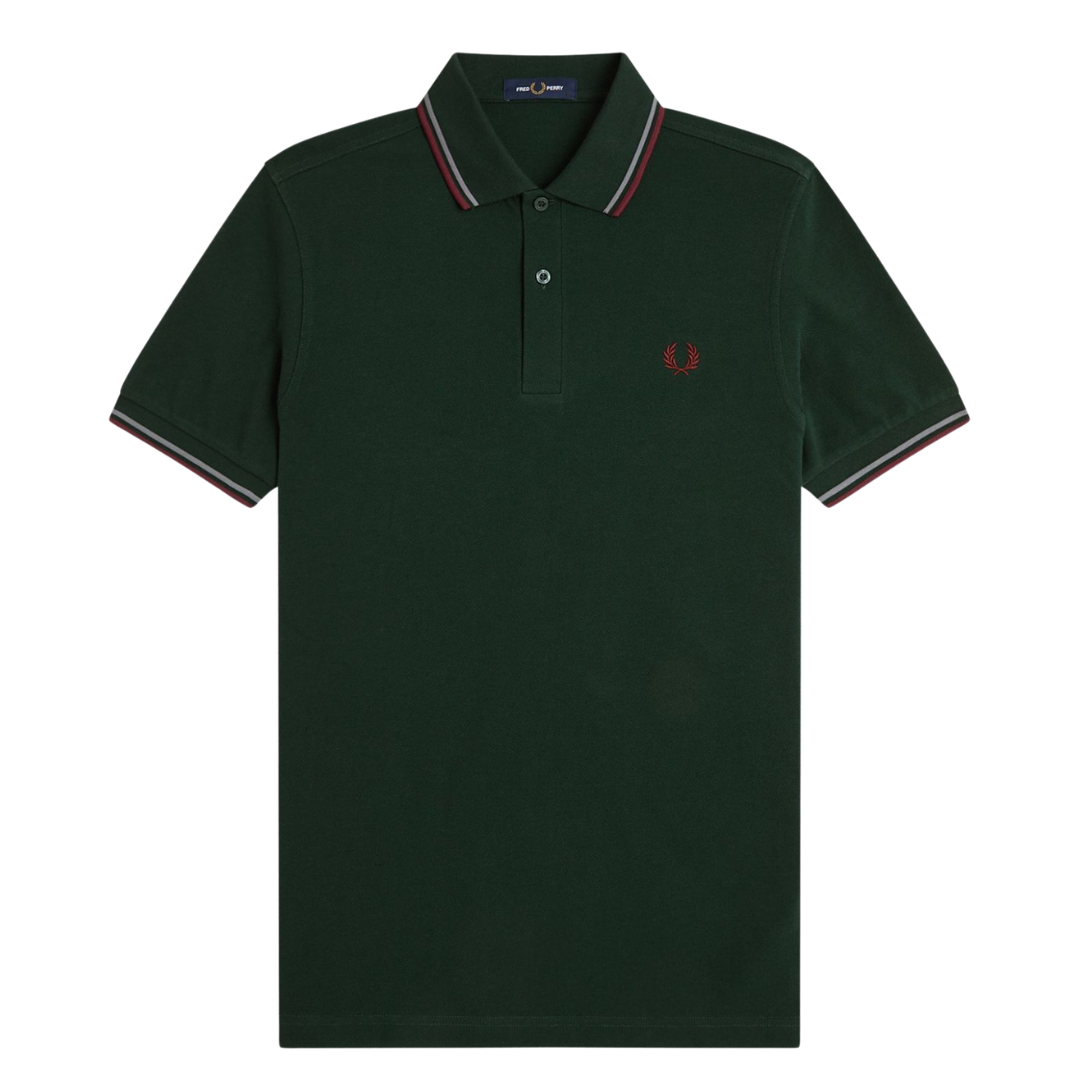 Polo Fred Perry à double liseré coloris Grassroots