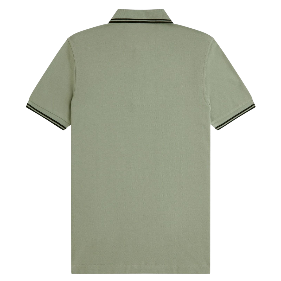 Fred Perry Twin Tipped Polo Shirt in Seagrass & Black
