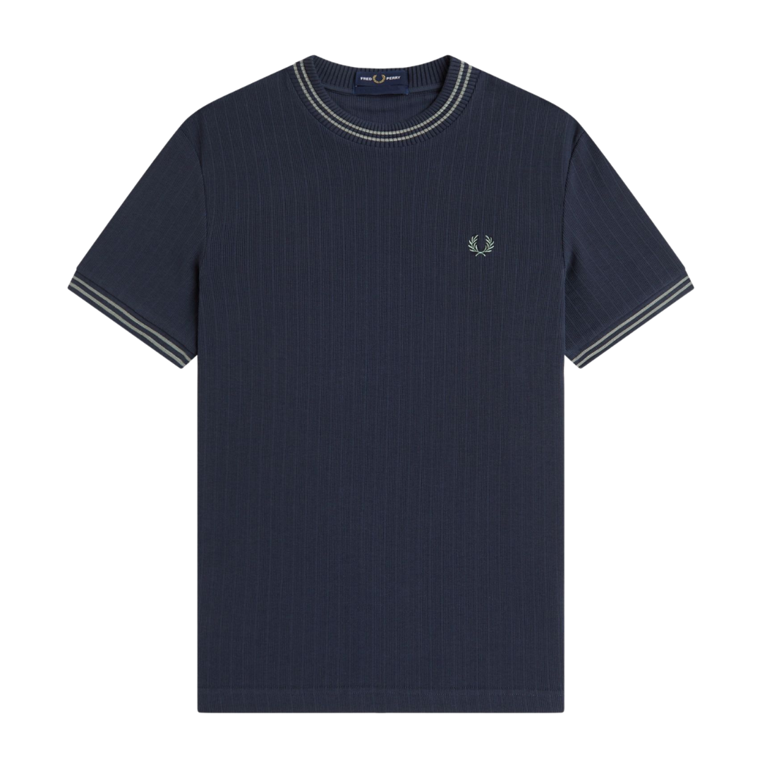 T-shirt Fred Perry en jersey côtelé bleu marine