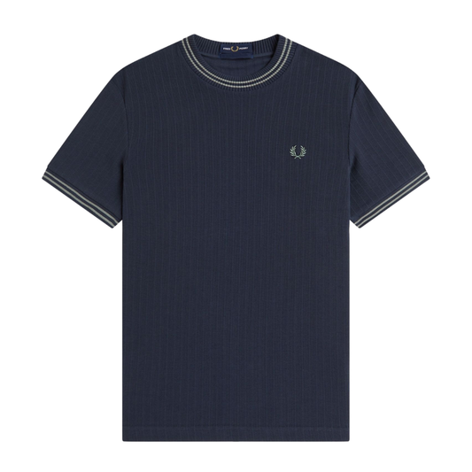 Fred Perry Ribbed Jersey T-Shirt in Navy