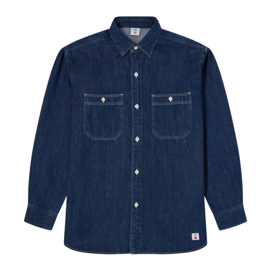 Edwin Work Shirt in Blue - Dark Used