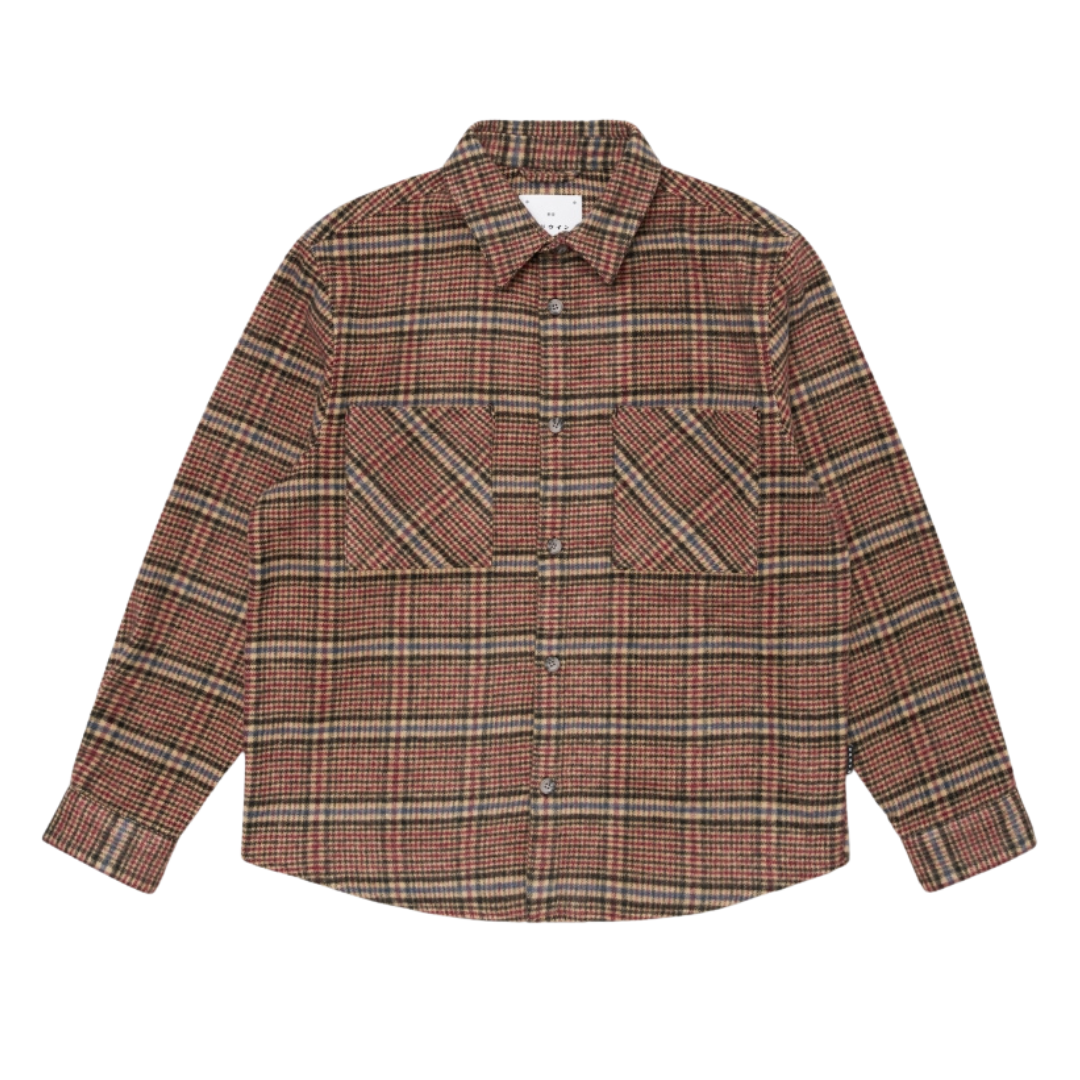 Edwin Julius Flannel Shirt in Burgundy & Blue