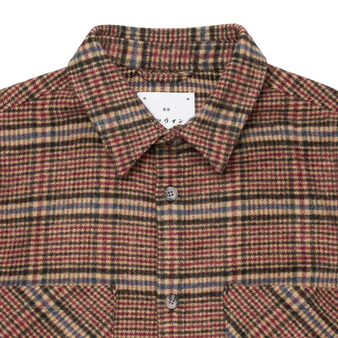 Edwin Julius Flannel Shirt in Burgundy & Blue