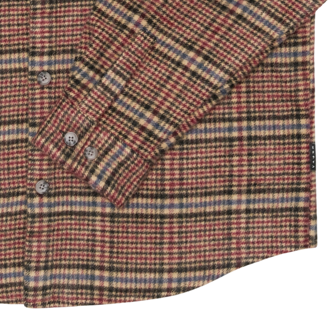 Edwin Julius Flannel Shirt in Burgundy & Blue