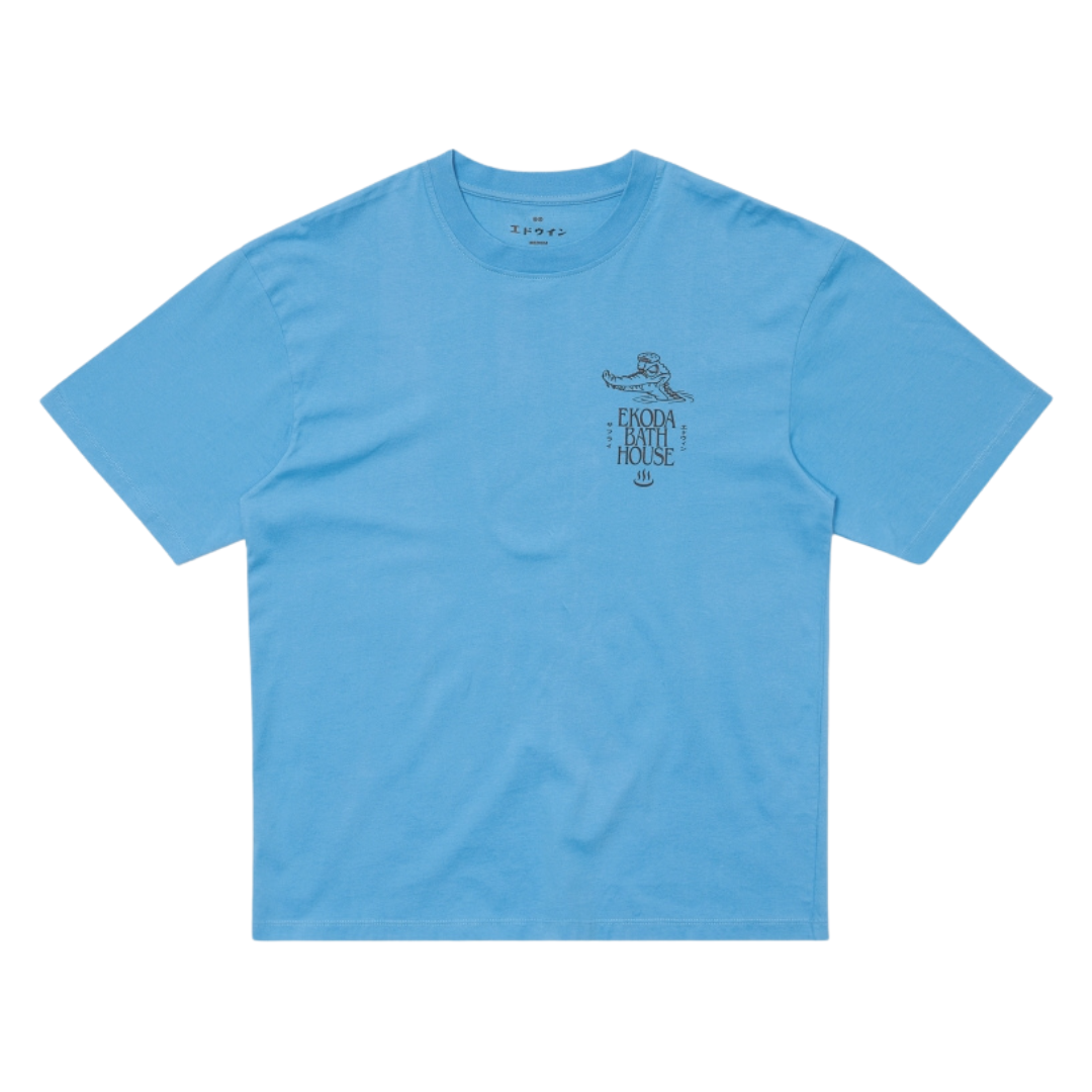 Edwin Ekoda Bath House T-Shirt in Azure Blue
