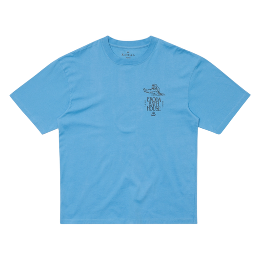 Edwin Ekoda Bath House T-Shirt in Azure Blue