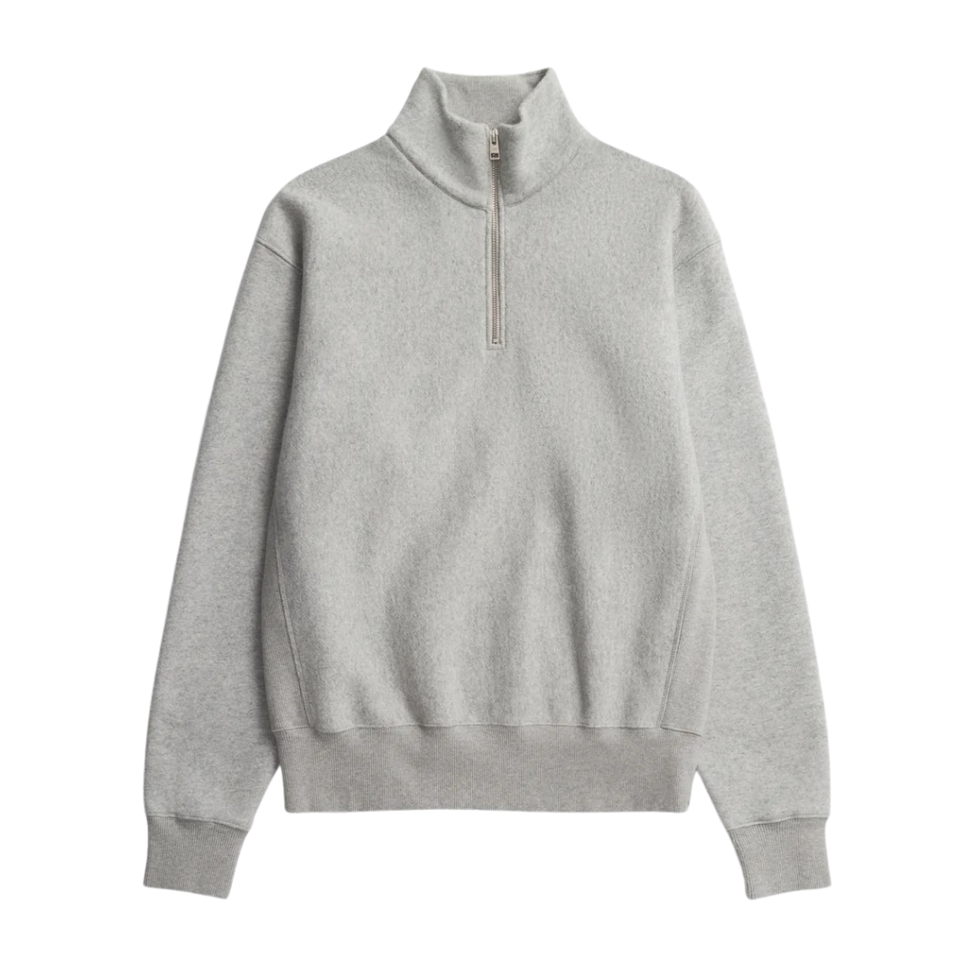 Norse Projects Flossli Half Zip Sweatshirt in Grey Melange