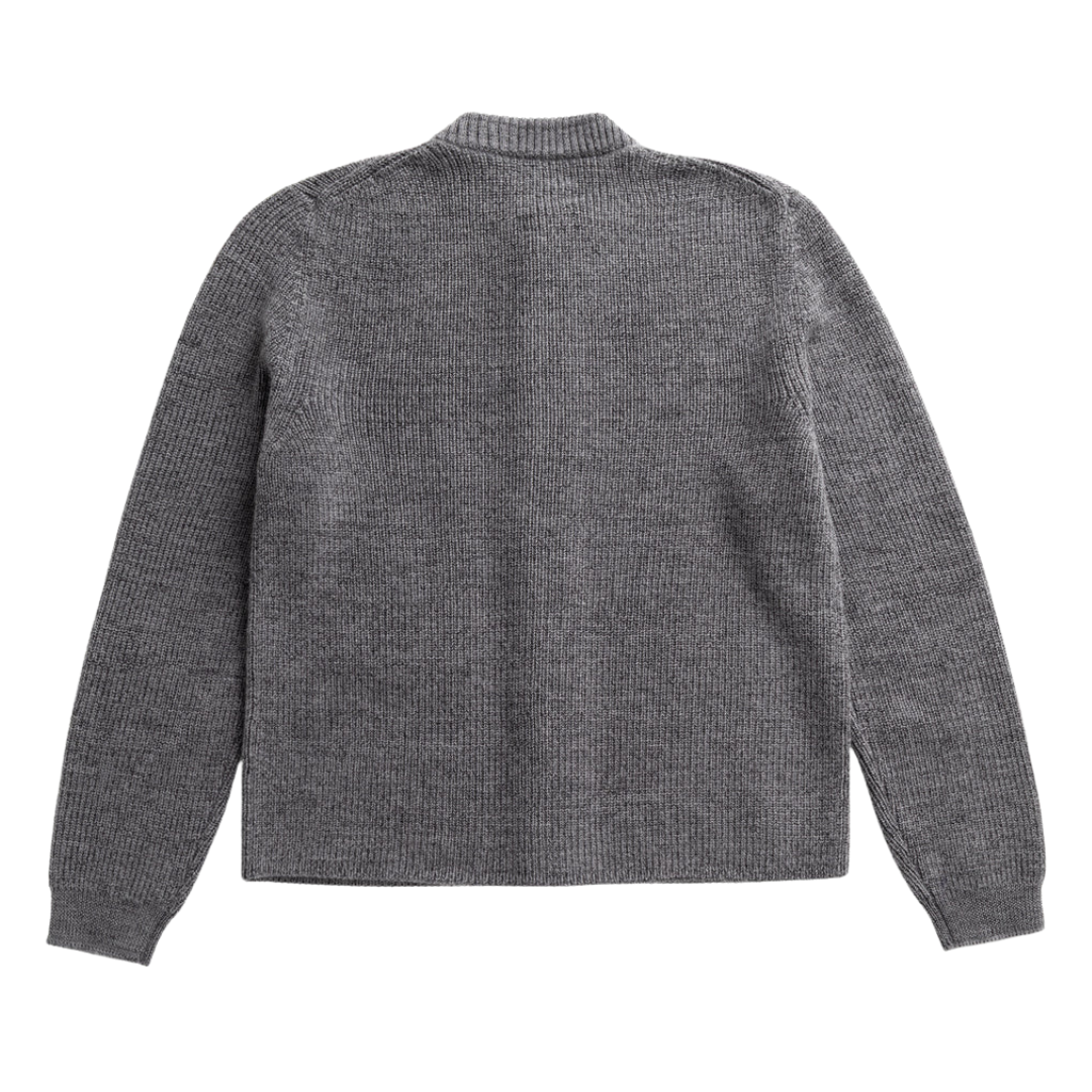 Norse Projects Gullverket Wool Rib Cardigan in Dark Grey Melange
