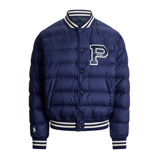 Ralph Lauren Colden Quilted Letter Jacket in Newport Navy