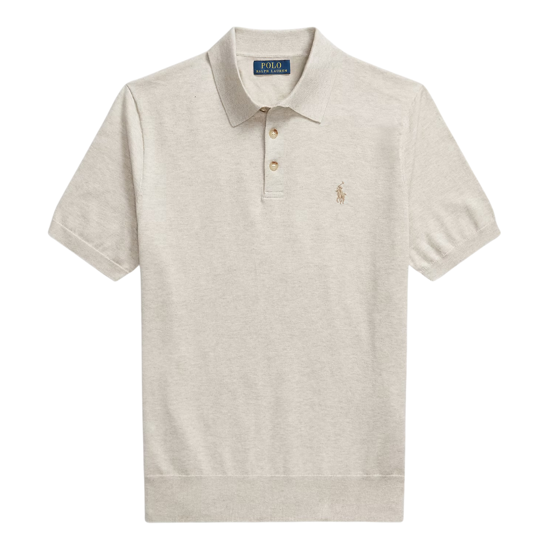 Ralph Lauren Short Sleeve Knitted Polo in Light Walnut Brown