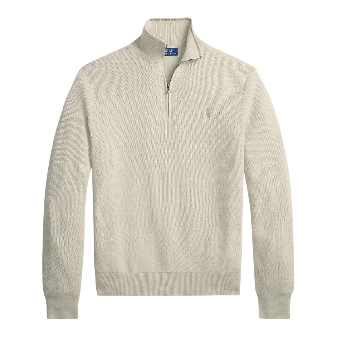 Ralph Lauren Quarter Zip Knitwear in Light Walnut Brown