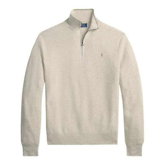 Pull en maille Ralph Lauren à col zippé marron noyer clair