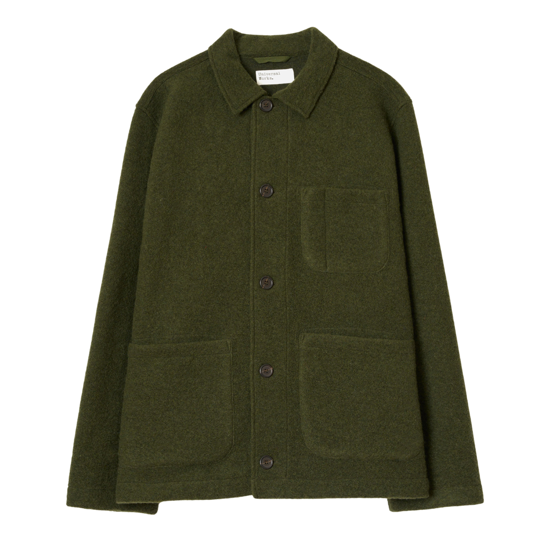 Universal Works Wool Fleece Field Jacket in Olive