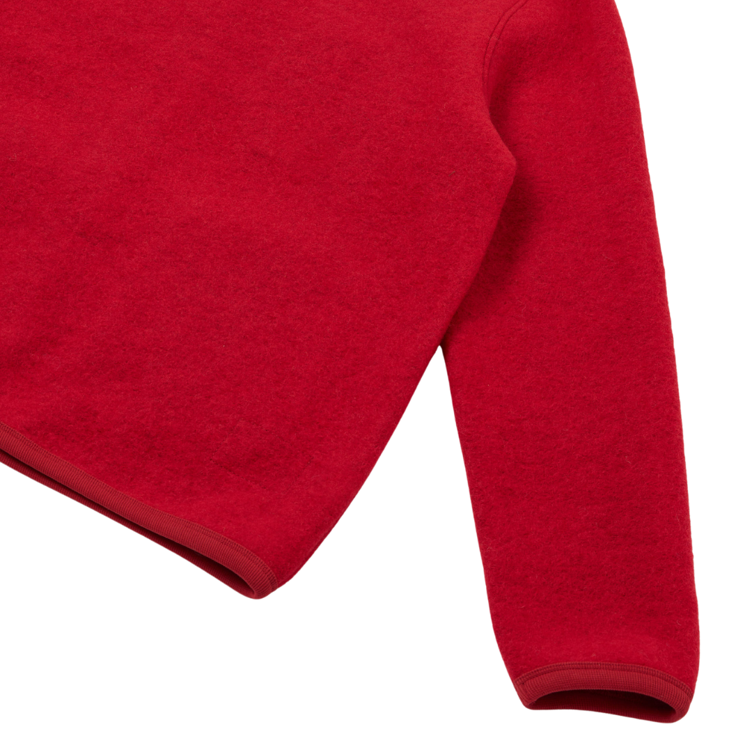 Universal Works Wool Fleece Cardigan in Scarlett Red