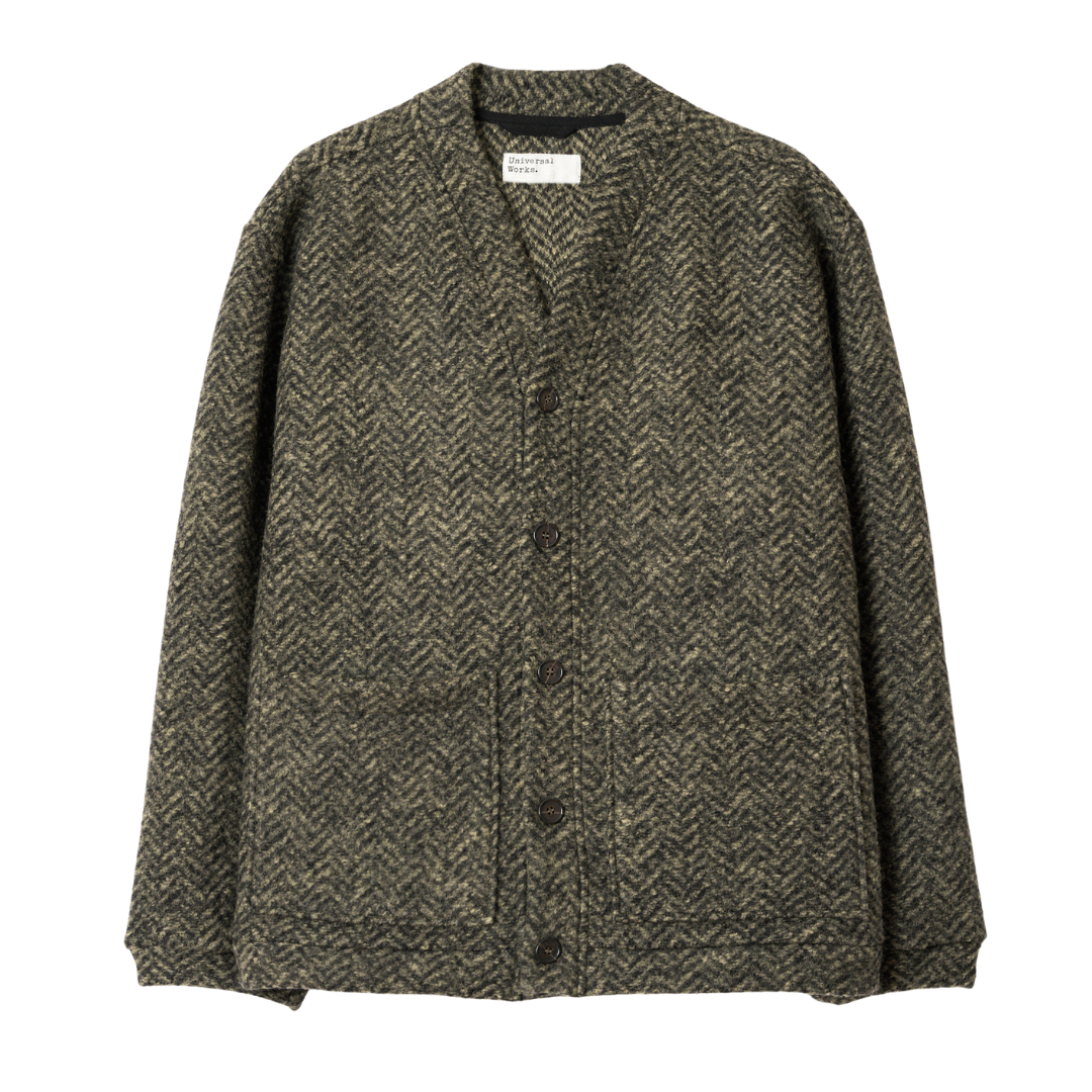 Universal Works Advance Cardigan in Olive