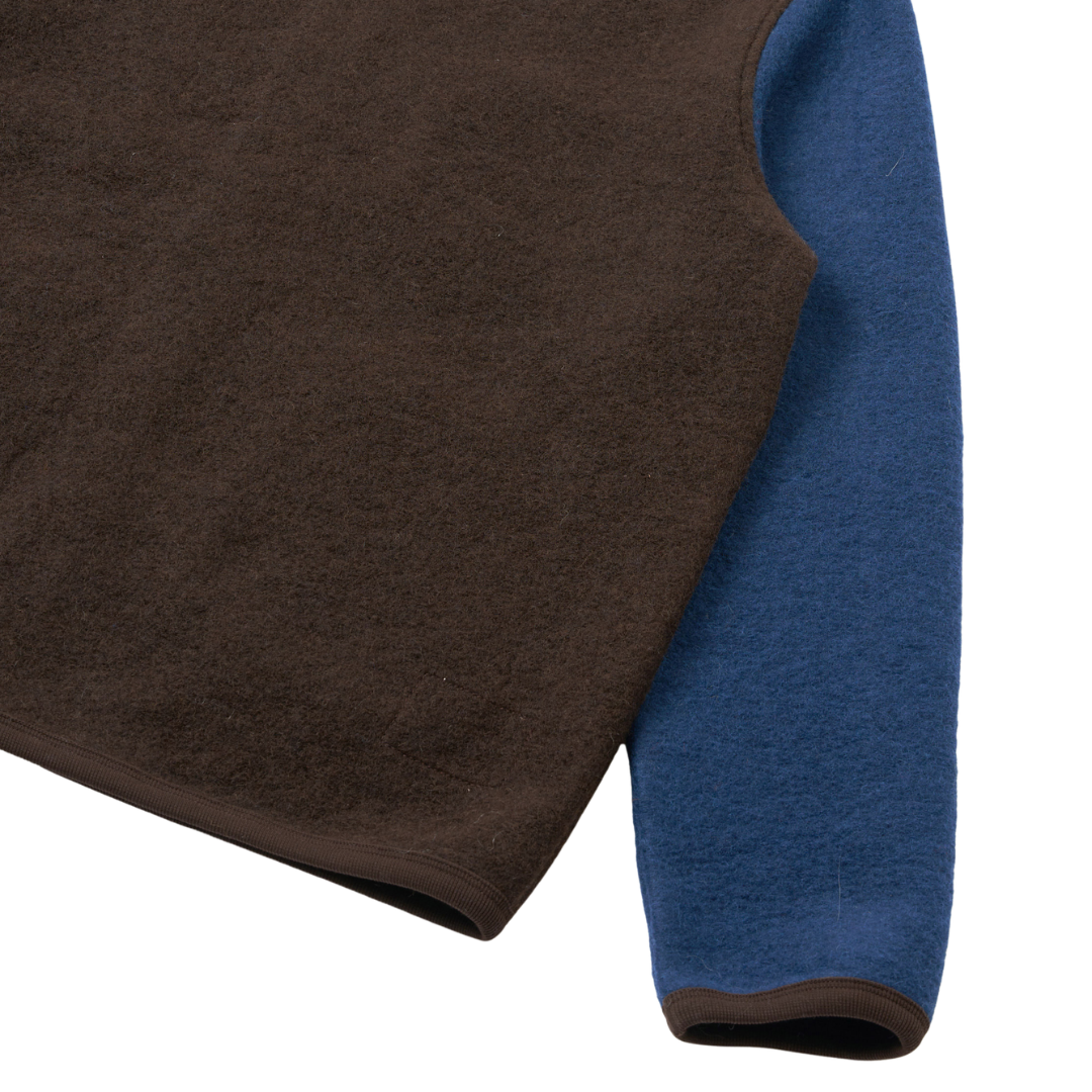 Universal Works Cardigan in Brown/Indigo