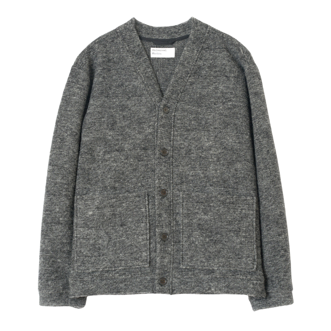 Universal Works Advance Cardigan in Grey Marl
