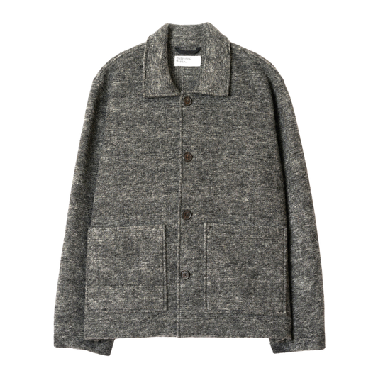 Universal Works Rams Knitted Jacket in Grey Marl