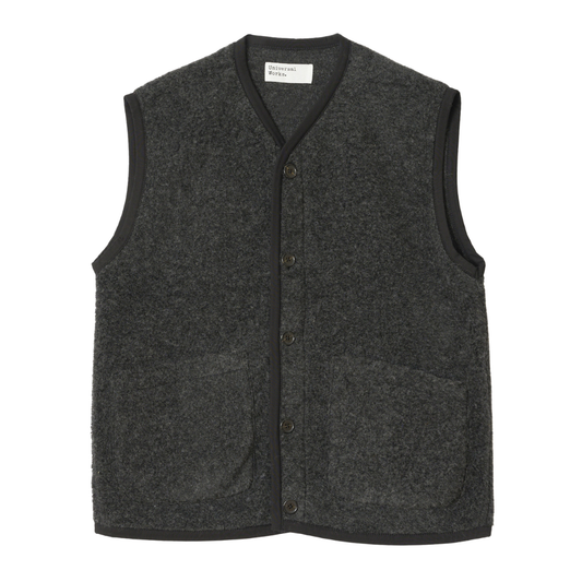 Universal Works Lancaster Fleece Gilet in Charcoal