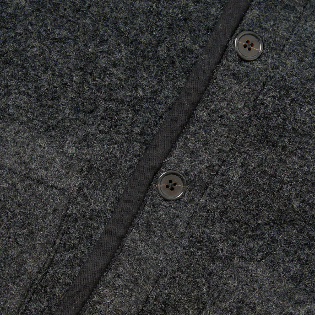 Universal Works Lancaster Fleece Gilet in Charcoal