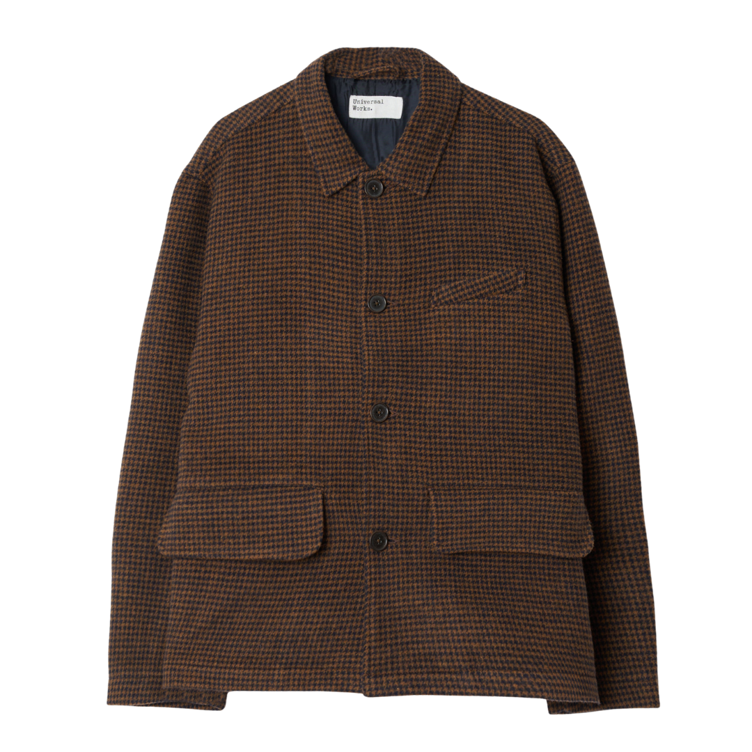 Universal Works Franck Jacket in Navy/Brown