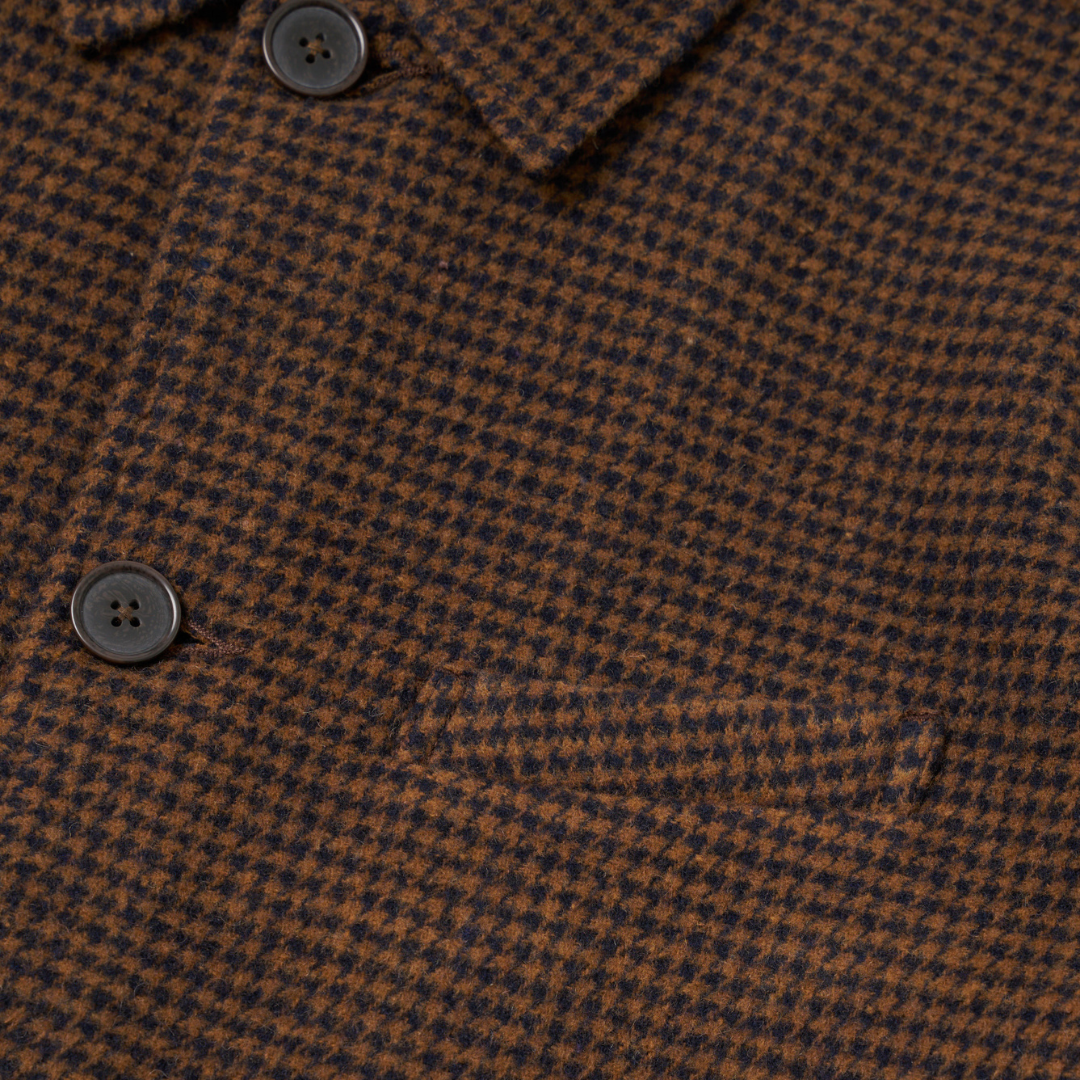 Universal Works Franck Jacket in Navy/Brown